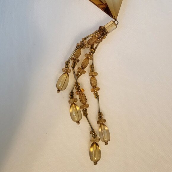 Vintage Christmas Ornament Amber Crystal Large Holiday Decor Tree Hanging - Picture 6 of 8